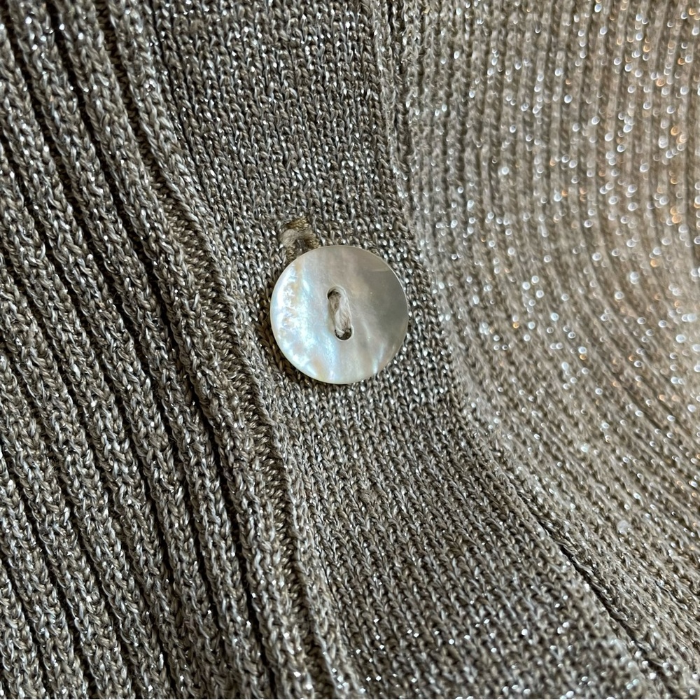Joseph A. Metallic Silk Blend Women’s Cardigan Sweater Size XL Beige Tan - Picture 2 of 4